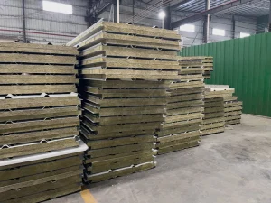 Trapezoidal Profile Rock Wool Glass Sandwich Roof Panel High Strength Insulated Steel Roofing Sheet for Factory Workshop Use