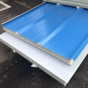 Trapezoidal Profile Rock Wool Sandwich Roof Panel Fireproof Insulated Metal Roofing Sheet for Industrial Warehouse Factory