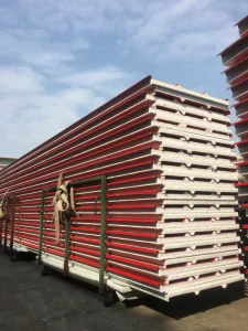 Trapezoidal Profile Rock Wool Sandwich Roof Panel Prepainted Steel Roof Sheet Thermal Insulation Industrial Building Material