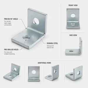 Two-Hole Galvanized L-Shape Right-Angle Bracket for C-Channel Frame Reinforcement