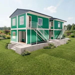 Two Storey Flat Pack Container House Steel Modular Building for Site Staff Living Space