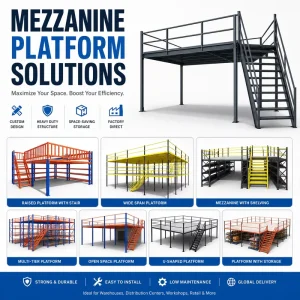 Two Tier Mezzanine Shelving System Heavy Duty Metal Rack for Warehouse Storage