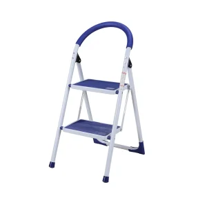 Two step Iron Stool Ladder with Round Pipe a Variety of Coloris Certified to EN14183