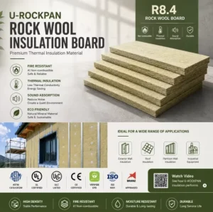 UET Exterior Wall ASTM E84 No Combustible Class A1 Rock Wool Board R816.8 Thick 4″ Lana De Roca Insulationfor South America