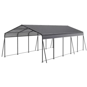 [US Stock] Heavy Duty 13X26.5 FT Metal Carport with Galvanized Steel Roof Gray Color USA Warehouse Quick Ship MOQ 1 Set
