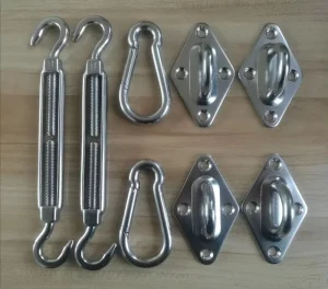 UV-Resistant Outdoor Sunshade Sail Fixing Kit Stainless Steel Parts Manual Awning Components