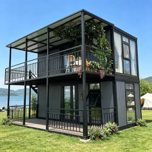 Upstairs Leisure Balcony Detachable Prefabricated Container House Moisture Proof 10-40ft Prefab Homestay Container Unit