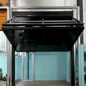 Vertical Lift-Fold Garage Door, Bi-Folding Overhead Door with Counterweight System, Custom Glass/Grille Panel