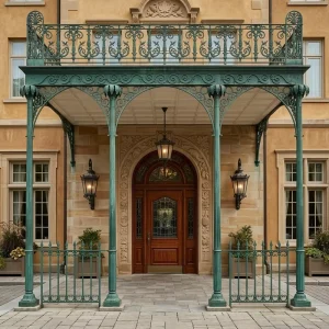 Victorian Waterproof Steel Canopy Wrought Iron Art for Outdoor Exterior Apartment Entrance