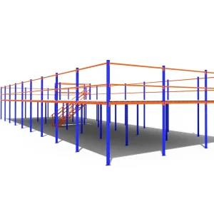 Vintage Style Mezzanine Floor Rack Wall-Mounted for Powder Coated Garment Display Rack with 1 Shelf