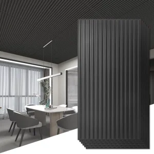 WPC Fluted Wall Panel Sound-Absorbing PVC Plastic Striped Pattern for Commerce Administration Exterior