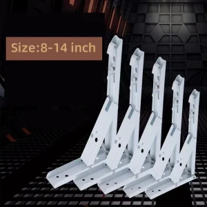 Wall Mounting Steel White 12 Inches Spring Supported Shelf Bracket Stainless Steel Folding Bracket