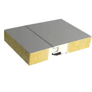 Wall and Roof Color Steel Sheet Rock Wool Sandwich Panel with Polyurethane Edge Sealing