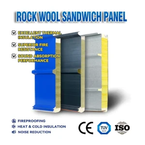 Wall and Roof Insulation Rock Wool Sandwich Panel for Exterior Walls and Cold Rooms Polyurethane Edge Banding for Clean Rooms