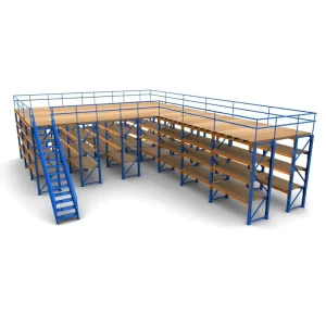 Warehouse High Density 2 Layer Heavy Duty Multi Level Steel Shelving System Display Storage Mezzanine Rack Powder Coated Finish