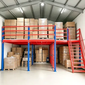 Warehouse Mezzanine Racking Steel Loft Platform with Stairs and Railing