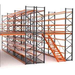 Warehouse Storage Multi Lever Shelving Support Steel Mezzanine Floor