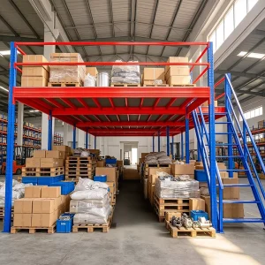 Warehouse Storage Steel Structure Mezzanine Platform Rack Supported Loft Racking With Handrail