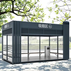 Waterproof Durable Modern Square Prefab Steel Structure Temporary Outdoor Kiosk for Bus Stops and Parks