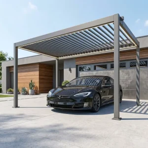 Waterproof Manual Louvered Metal Pergola Kit DIY Assembly Carport Garage Driveway Sun Shelter