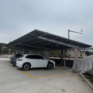 Waterproof PV Panel Silver Color Carport Solar Mounting System Customized Carbon Steel Carport Structure