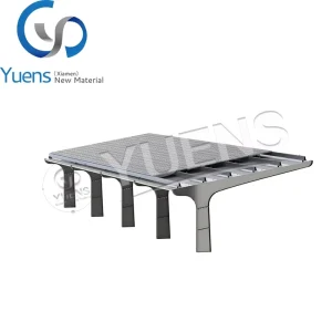 Waterproof Solar Carport with M U Shaped Water Guide Steel Structure for Commercial Parking