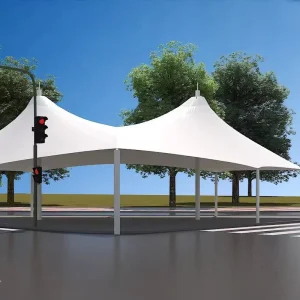 Waterproof Steel Tensile Membrane Structure Umbrella Canopy Custom Outdoor Landscape Shed Tension Fabric Steel Building