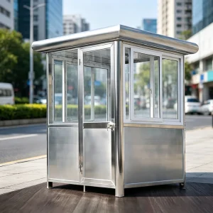 Weather Resistant Outdoor Modular Portable Kiosk Security Guard Booth Commercial Selling Ticket Booth Prefabricated Guard House