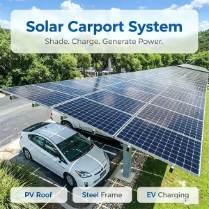 Weatherproof Photovoltaic Parking Canopy Carbon Steel Solar Carport for Long Term Permanent Outdoor Installation