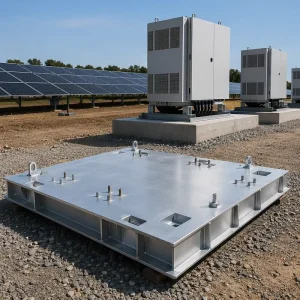 Welded PV Inverter Base Plate Foundation, Hot Dip Galvanized C3-C5 Rated, Q235 Q345 Q355 Carbon Steel