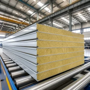 Windproof Soundproof Rock Wool Sandwich Panel High Density Thermal Insulation Composite Metal Wall Sheets for Engineering