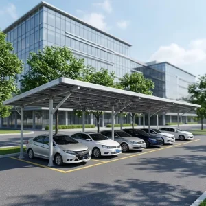 Windproof Structure Solar Canopy Aluminum Solar Carport for Multi Vehicle Parking and Renewable Energy Generation