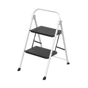 Wireking WK2226 Modern Folding Steel Step Ladder with Round Tube Design Plastic Big Step 200 Lbs Capacity for Living Room Use