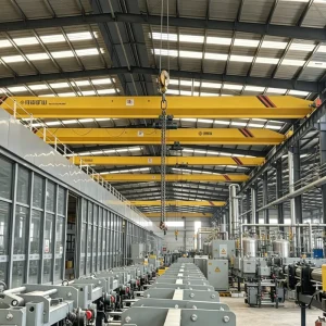 Wireless Travelling Trolley 9Ton Electric Single Girder Overhead Crane Forging Semi Finished Goods Handling