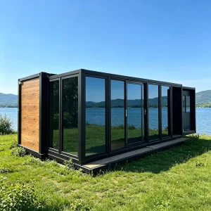 Wood Grain Cladding Detachable Prefabricated Container House Moisture Proof Expandable 10-40ft Prefab Container Unit