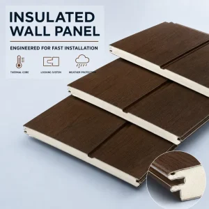 Wood Grain PU Sandwich Panel Insulated Construction Board for Warehouse Roof and Bathroom Wall
