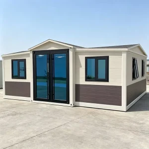 Wood Grain Wall With Tilt Windows Prefabricated Container House Moisture Proof Detachable 2 Bedroom Ventilated Prefab House