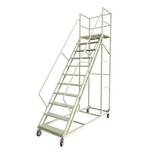 Workplace Climbing Safe Rolling Heavy Duty Steel 10 Steps Platform Ladder