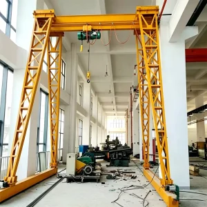 Workshop Using Portable Rail Gantry Hoist for Warehouse Material Hoisting