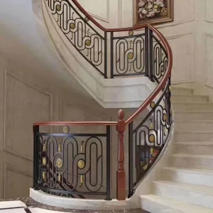 Wrought Iron Outdoor Metal Railing for Stairs and Balcony Black Coated Steel Safety Guardrail