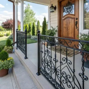 Wrought Iron Railing Heavy Duty with Stable Frame for Outdoor Step Safety Rail