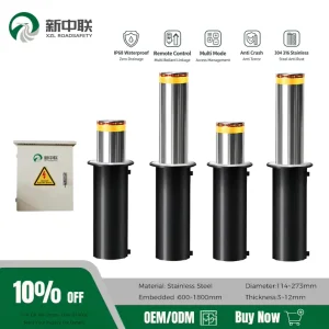 XZL Automatic Hydraulic Retractable Telescopic Lifting Bollard Stainless Steel Anti Collision Column IP67 Rated Lighted Engineer