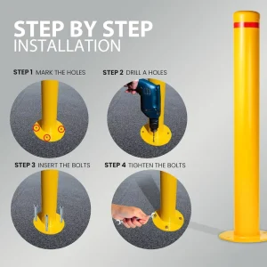 Yellow Powder-coated Steel Columns Engineering-grade Reflective Posts Traffic Safety Posts to Road Safety
