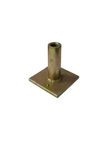 Yellow Zinc-Plated Square Base Internal Thread Sleeve Insert, Precast Welded Embedded Anchor Base