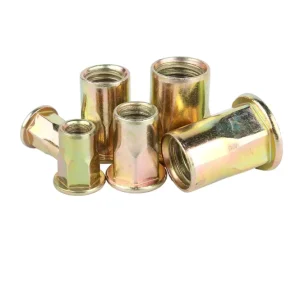 Yellow Zinc Rivet Nut Flange Head Blind Threaded for Auto Body Panel Sheet Metal Assembly Hardware Fastener Industrial Kit
