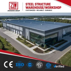 ZW Free Design Modern Prefabricated Workshop Warehouse Steel Structure Building Customized Size ISO CE Certified 5+ Year