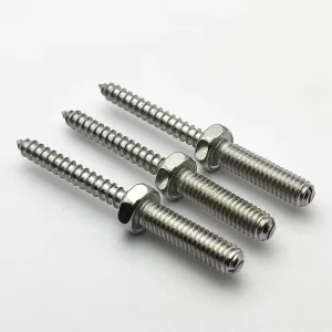 Zinc Finish Stainless Steel Hanger Bolt with Hex Stop Nut Double End Screw Wood-to-Machine Thread Furniture Leg Connection