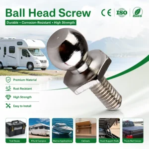 Zinc Nickel Plated Steel CNC Machined Flanged Threaded Connector For Gas Strut DIN 71803 Ball Joint Stud Bolt