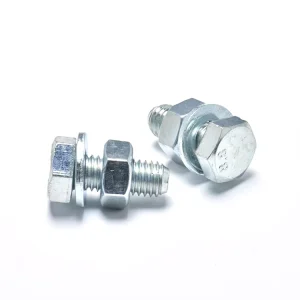 Zinc Plated Steel Full Thread Hex Bolts with One Nut and Washer for Furniture Installation