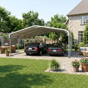 prefabricated car Shelter Prefab Garages Portable Metal Frame Carport Removable Car Awning Canopy Outdoor 20×20